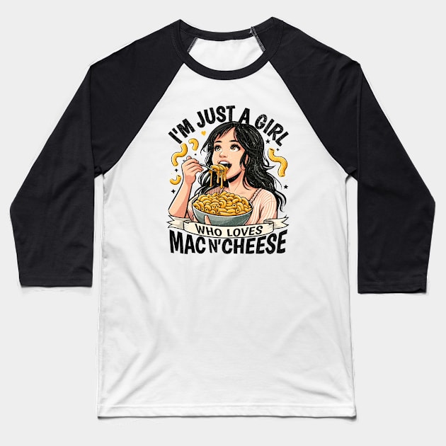 Girl Who Loves Mac n Cheese Baseball T-Shirt by BeanStiks